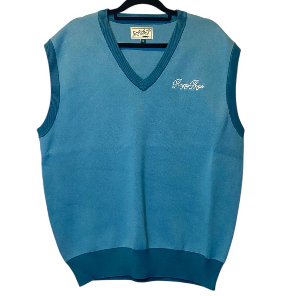Bogey Boys Sweater Vest XXL Sky Blue Grandpa by Macklemore V-Neck Sleeveless NEW